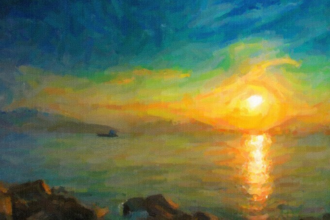 Sailboat against a background of sea sunset